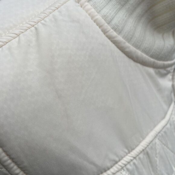 Prana Diva Bomber Jacket Ivory Sherpa Lined Quilted Zip Medium - Picture 8 of 8